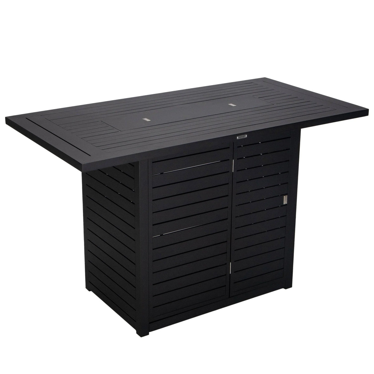 Chelsea Rectangular Aluminum Fire Pit Bar Table with Lid Glass Guard and Tank Holder - Elax Furniture