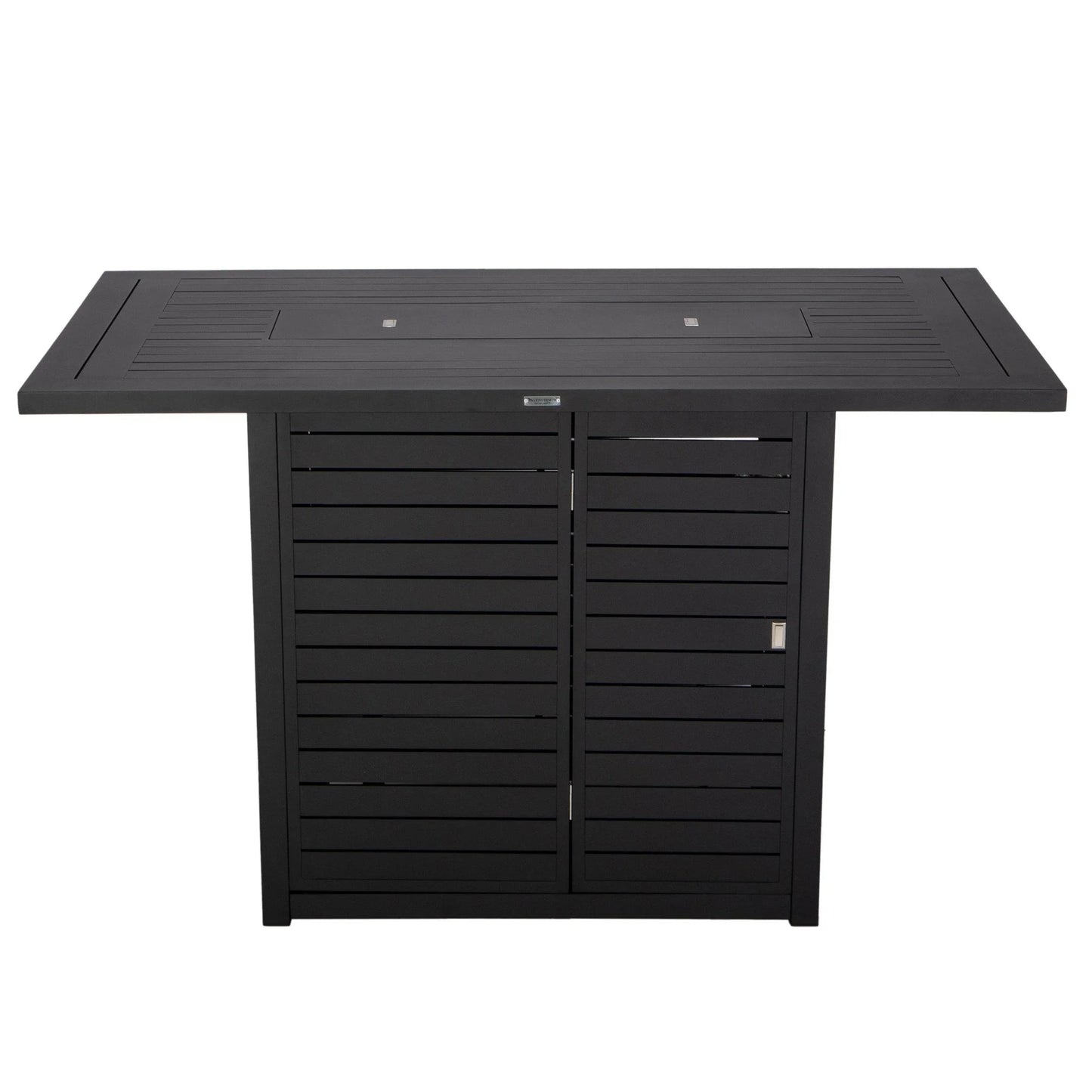 Chelsea Rectangular Aluminum Fire Pit Bar Table with Lid Glass Guard and Tank Holder - Elax Furniture