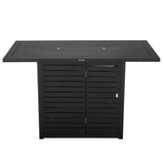 Chelsea Rectangular Aluminum Fire Pit Bar Table with Lid Glass Guard and Tank Holder - Elax Furniture