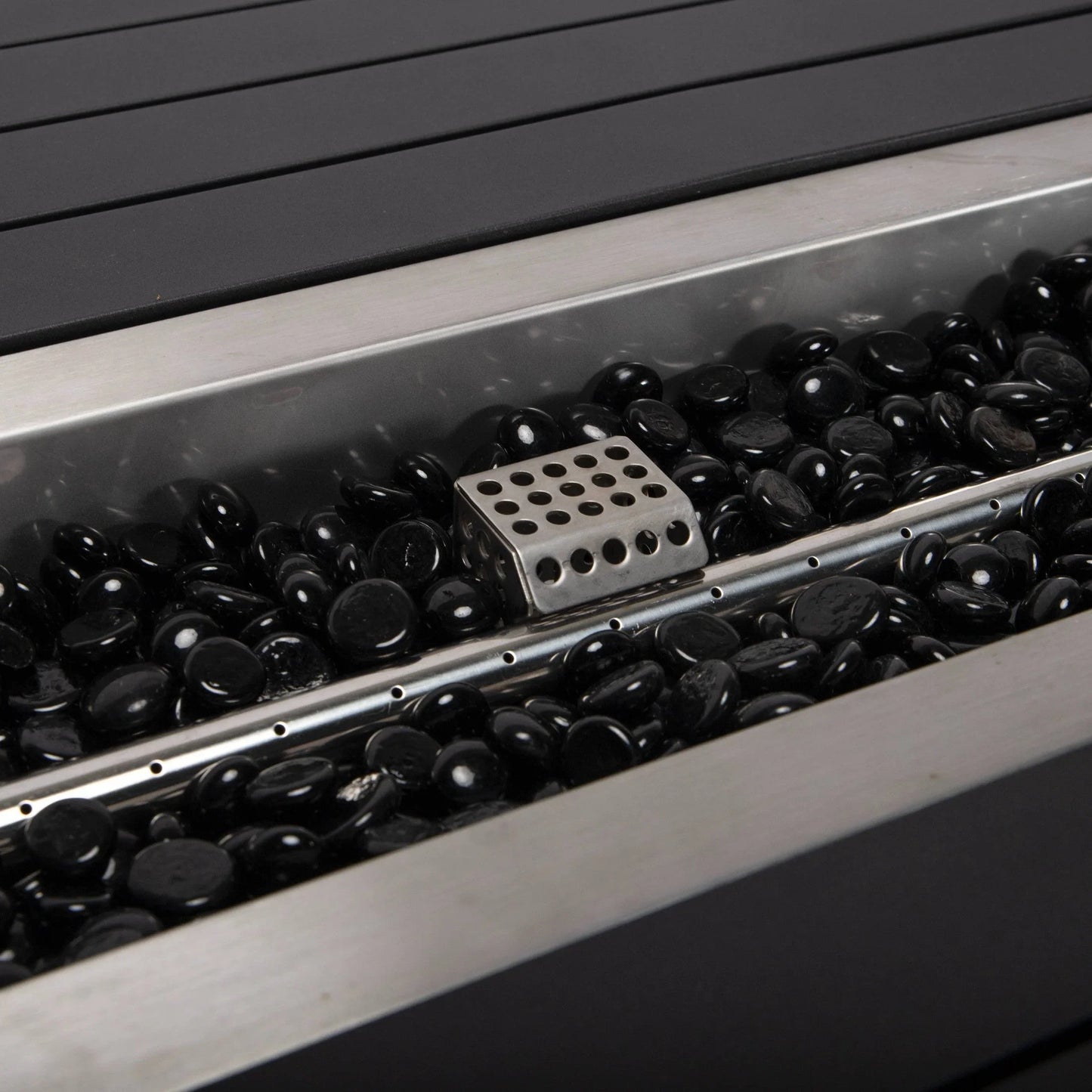 Chelsea Rectangular Aluminum Fire Pit Bar Table with Lid Glass Guard and Tank Holder - Elax Furniture