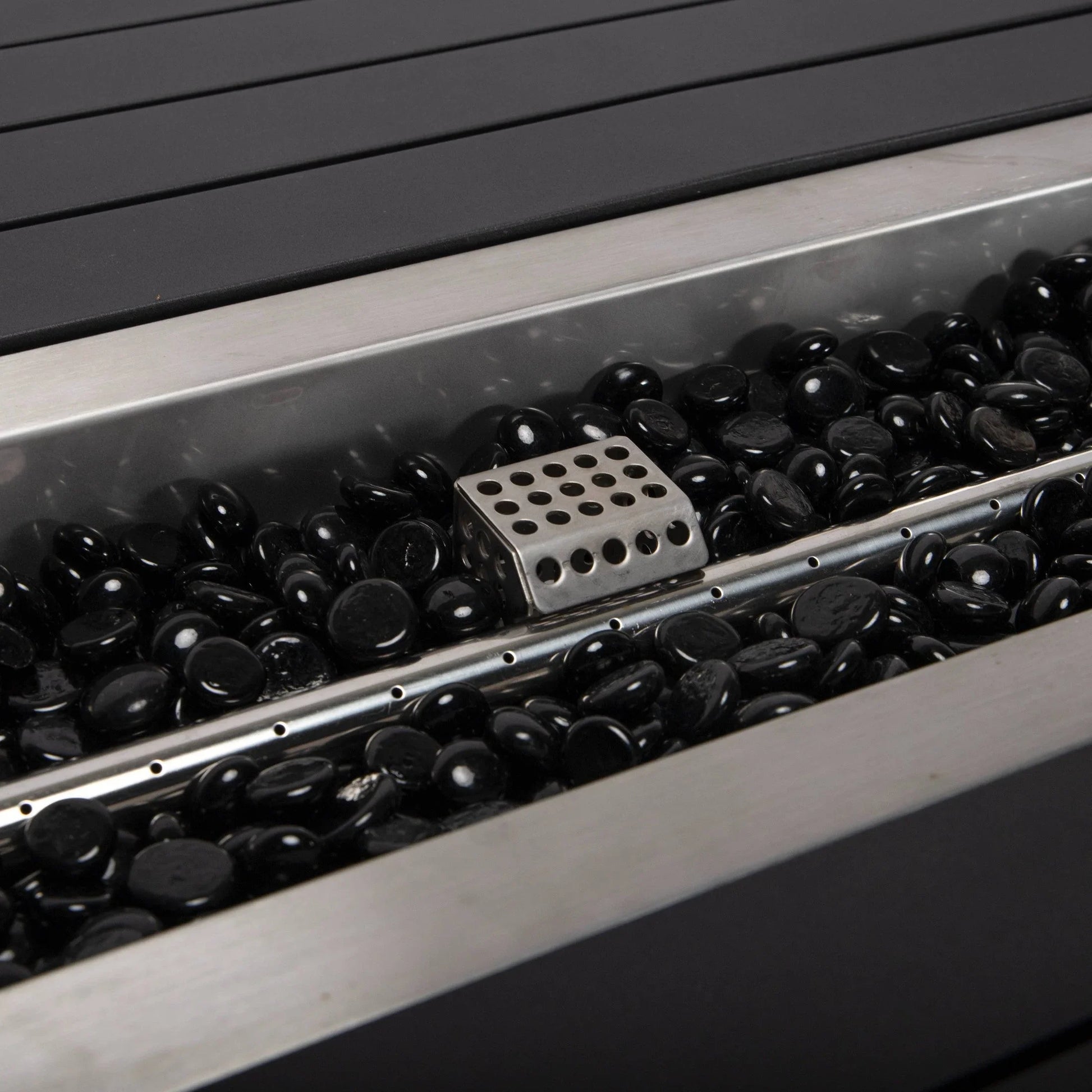 Chelsea Rectangular Aluminum Fire Pit Bar Table with Lid Glass Guard and Tank Holder - Elax Furniture