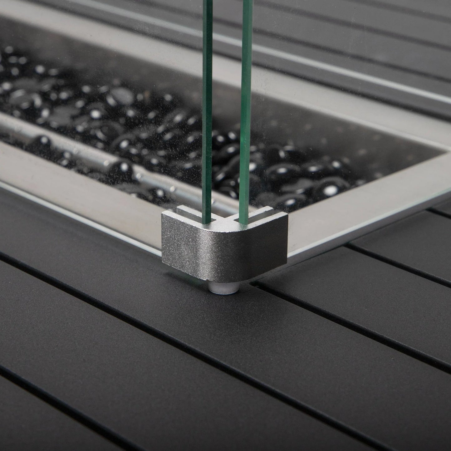 Chelsea Rectangular Aluminum Fire Pit Bar Table with Lid Glass Guard and Tank Holder - Elax Furniture