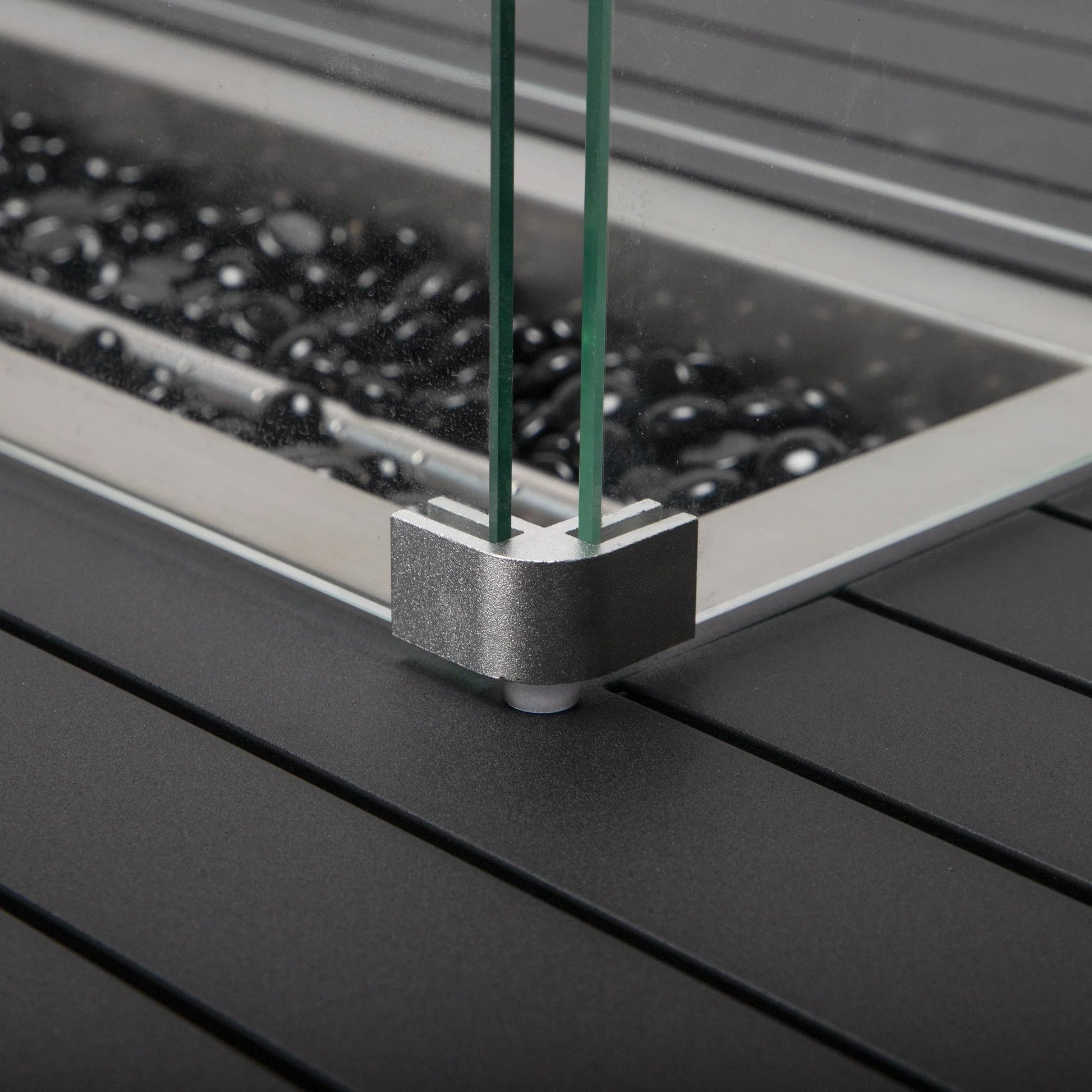 Chelsea Rectangular Aluminum Fire Pit Bar Table with Lid Glass Guard and Tank Holder - Elax Furniture