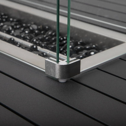 Chelsea Rectangular Aluminum Fire Pit Bar Table with Lid Glass Guard and Tank Holder - Elax Furniture