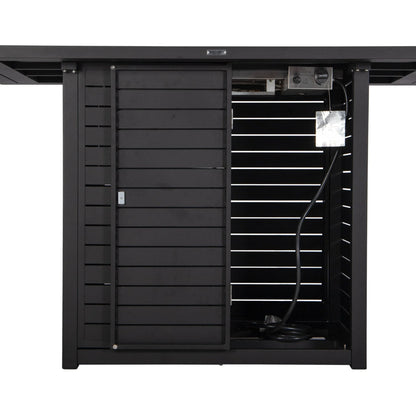 Chelsea Rectangular Aluminum Fire Pit Bar Table with Lid Glass Guard and Tank Holder - Elax Furniture