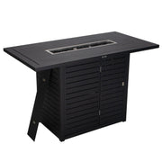 Chelsea Rectangular Aluminum Fire Pit Bar Table with Lid Glass Guard and Tank Holder - Elax Furniture