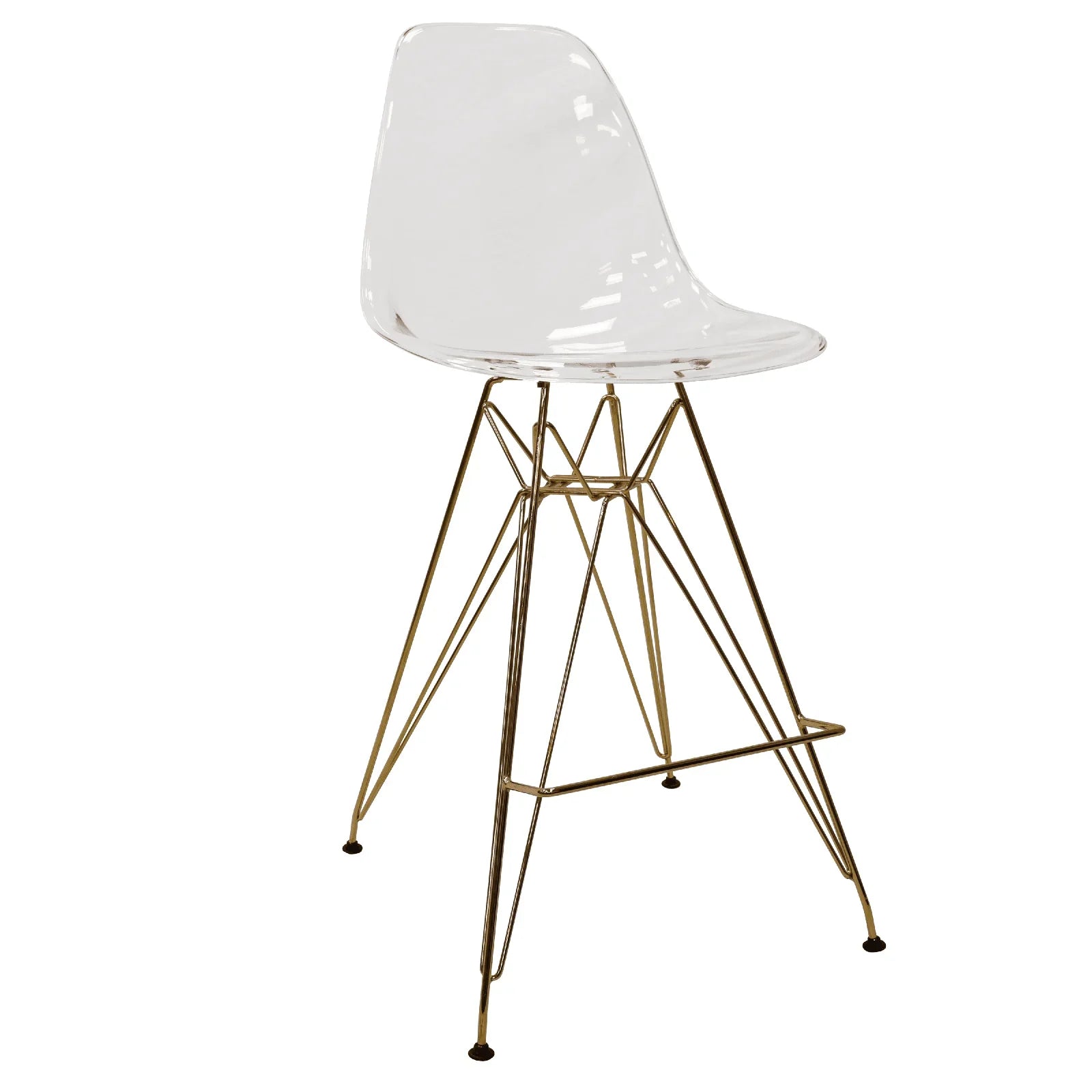 Cresco Modern Acrylic Barstool with Gold Chrome Base and Footrest - Elax Furniture