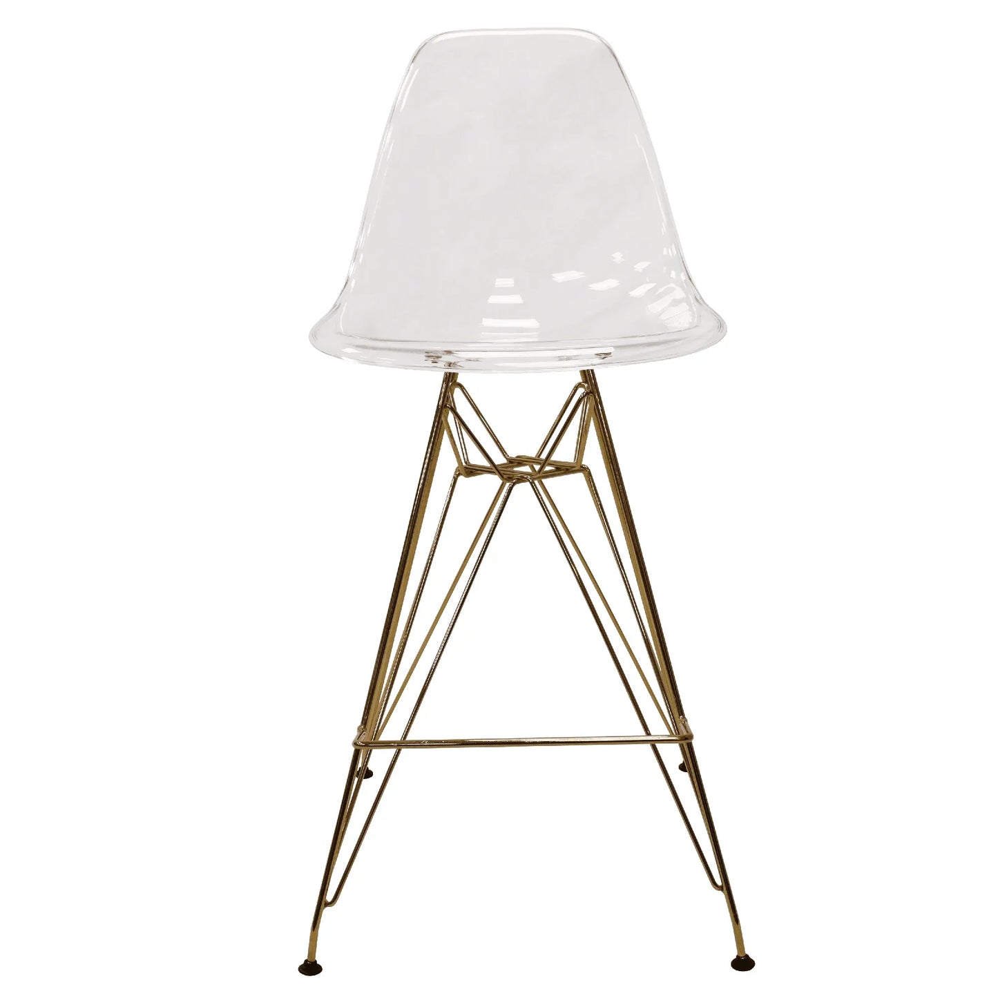 Cresco Modern Acrylic Barstool with Gold Chrome Base and Footrest - Elax Furniture