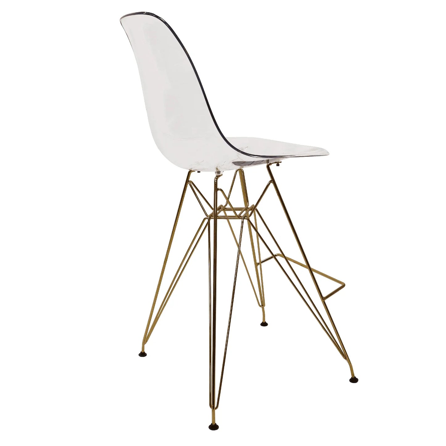 Cresco Modern Acrylic Barstool with Gold Chrome Base and Footrest - Elax Furniture