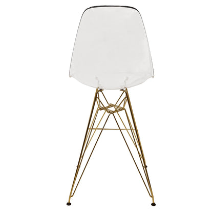 Cresco Modern Acrylic Barstool with Gold Chrome Base and Footrest - Elax Furniture