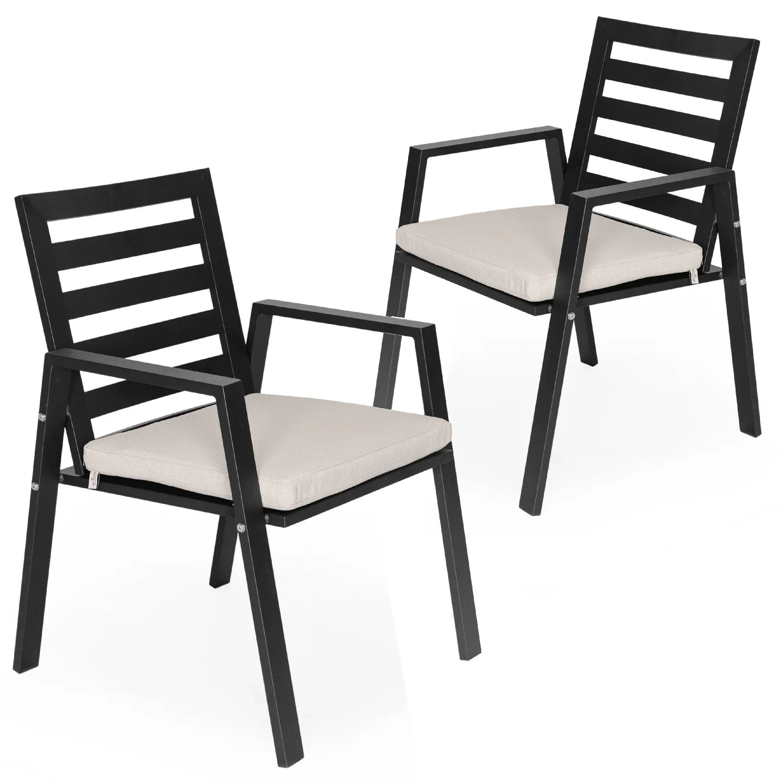 Chelsea Modern Patio Dining Armchair in Aluminum with Removable Cushions Set of 2 - Elax Furniture