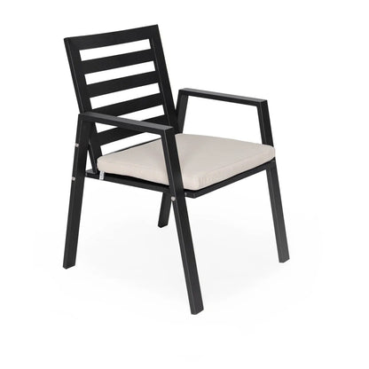 Chelsea Modern Aluminum Patio Dining Armchair with Removable Cushions - Elax Furniture