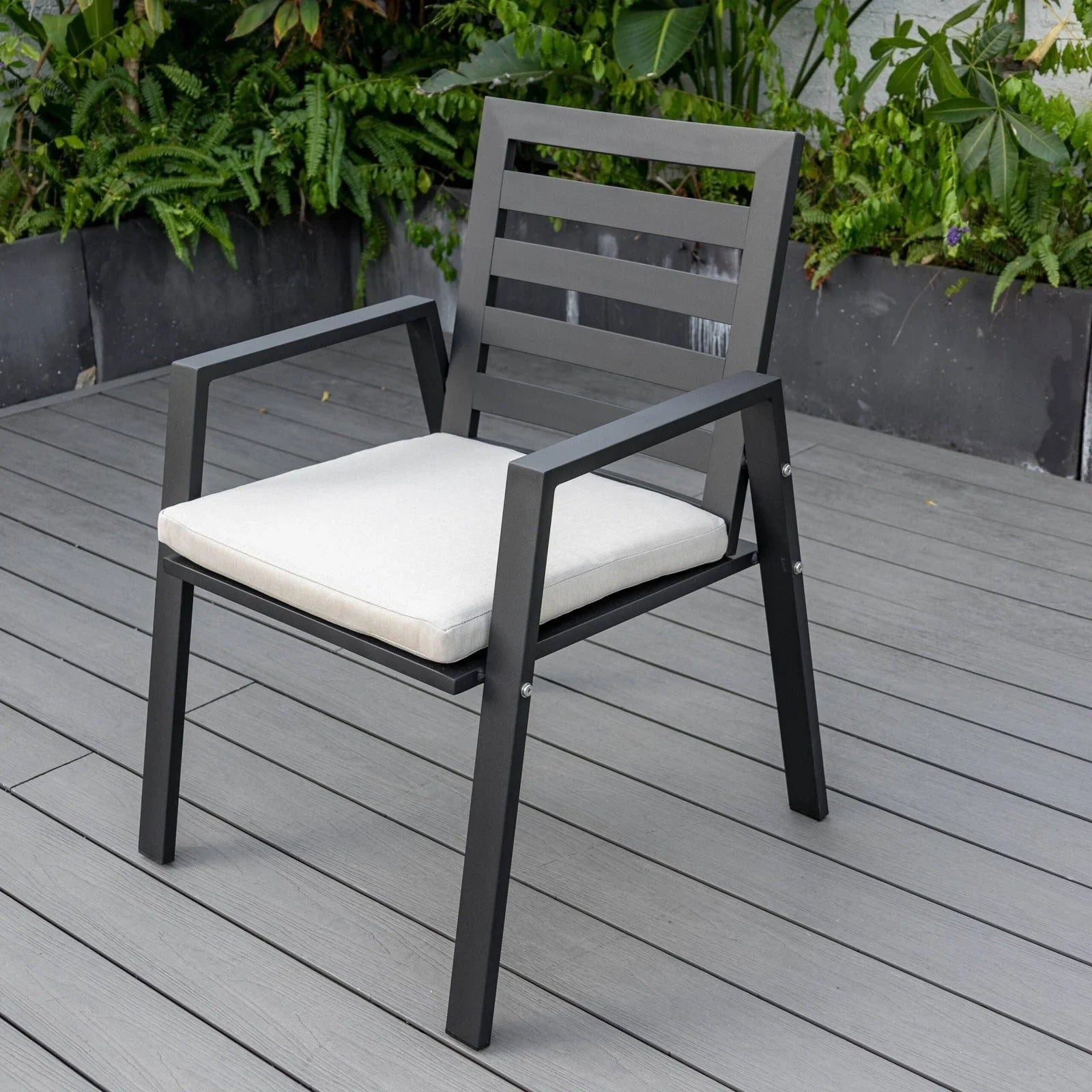 Chelsea Modern Aluminum Patio Dining Armchair with Removable Cushions - Elax Furniture