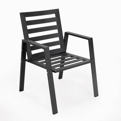 Chelsea Modern Patio Dining Armchair in Aluminum with Removable Cushions Set of 2 - Elax Furniture
