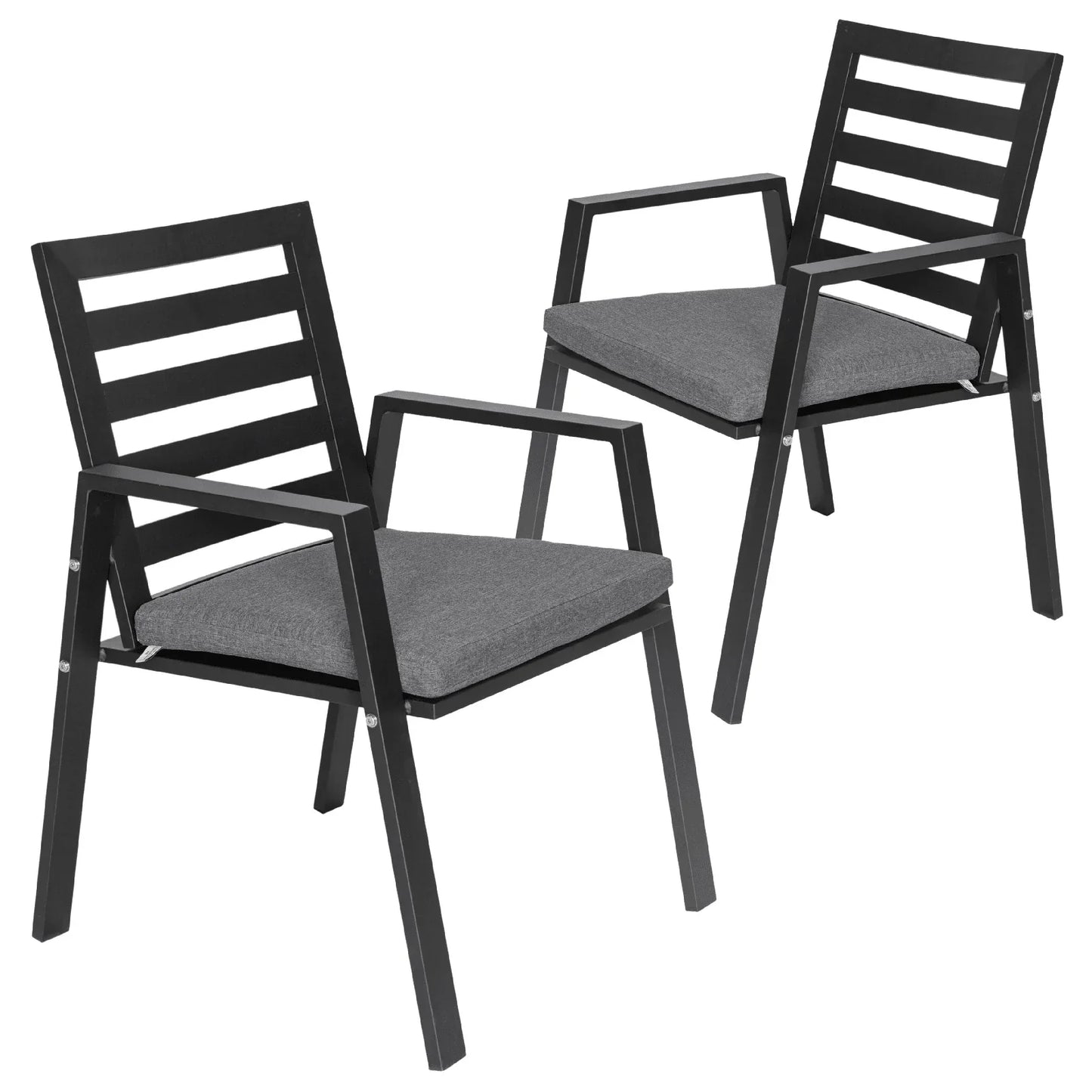 Chelsea Modern Patio Dining Armchair in Aluminum with Removable Cushions Set of 2 - Elax Furniture
