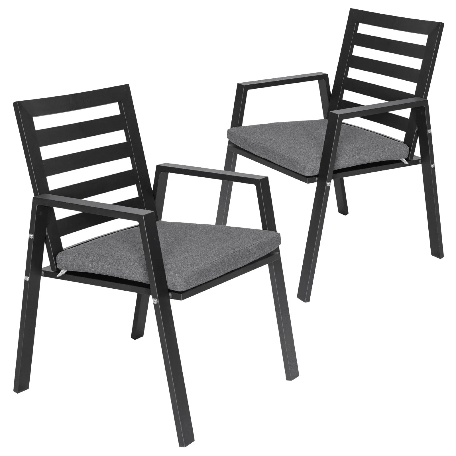 Chelsea Modern Patio Dining Armchair in Aluminum with Removable Cushions Set of 2 - Elax Furniture
