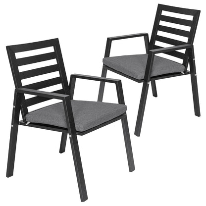 Chelsea Modern Patio Dining Armchair in Aluminum with Removable Cushions Set of 2 - Elax Furniture