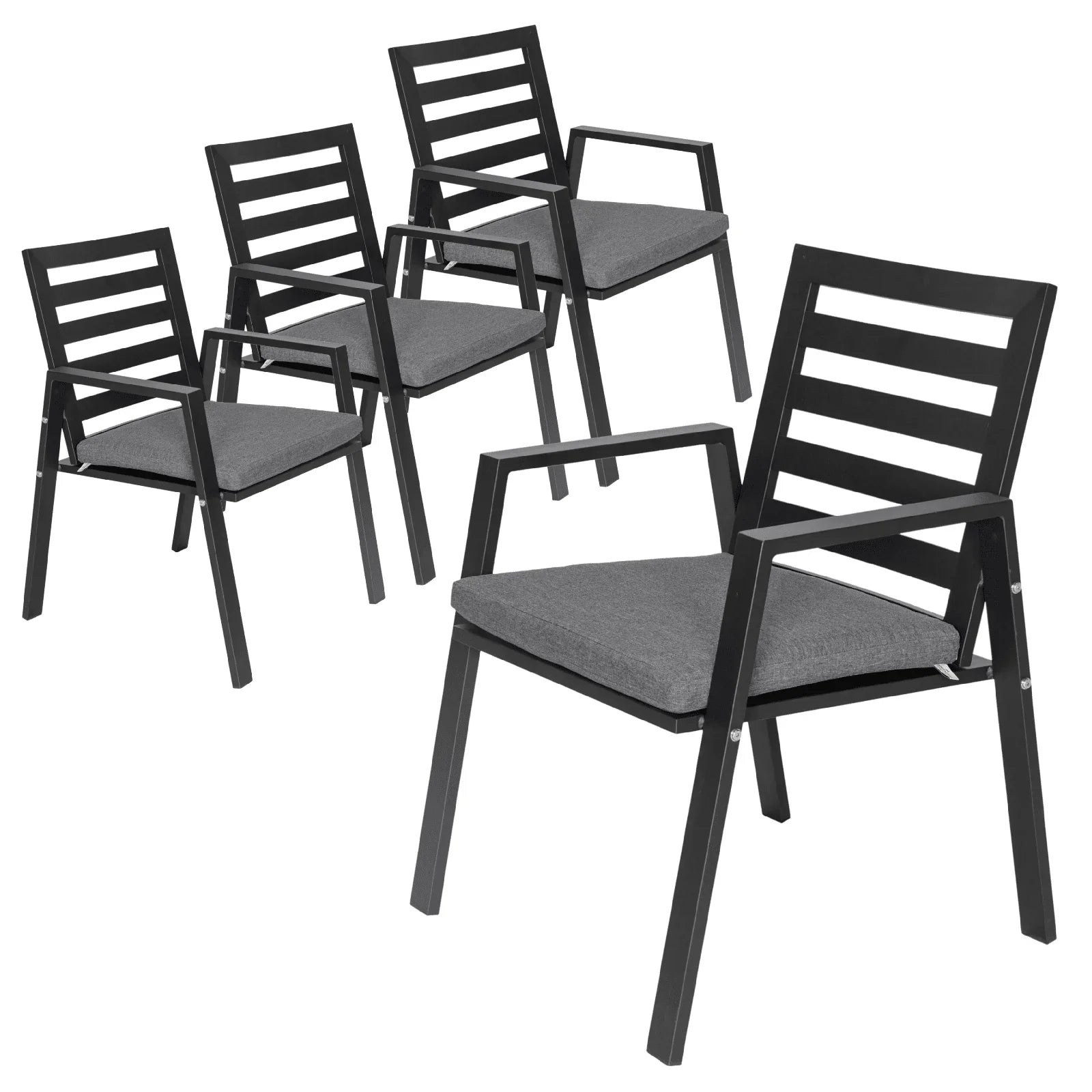 Chelsea Modern Patio Dining Armchair in Aluminum with Removable Cushions Set of 4 - Elax Furniture