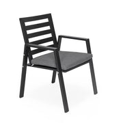 Chelsea 7-Piece Modern Outdoor Dining Set in Black Aluminum with Removable Cushions - Elax Furniture