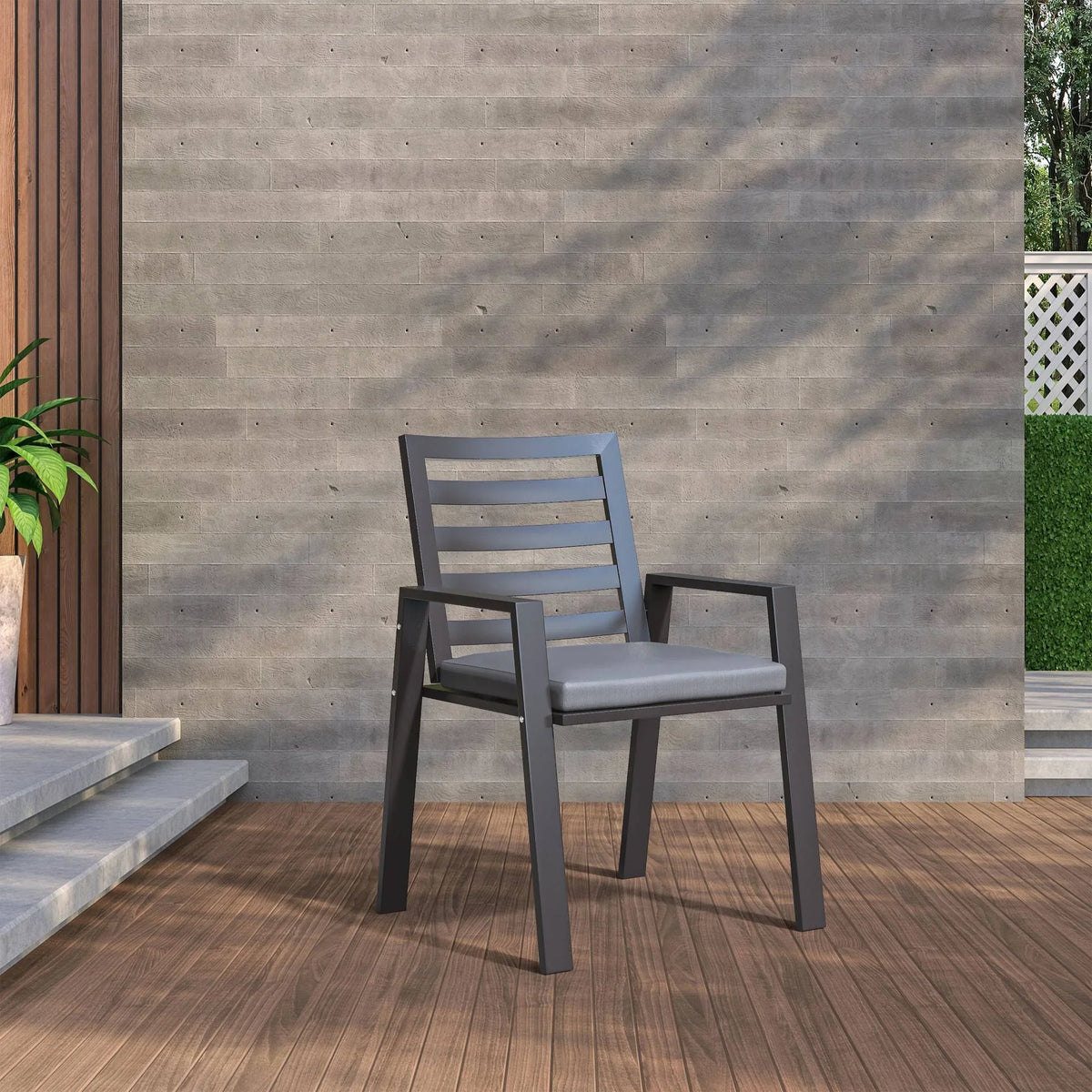 Chelsea 7-Piece Modern Outdoor Dining Set in Black Aluminum with Removable Cushions - Elax Furniture