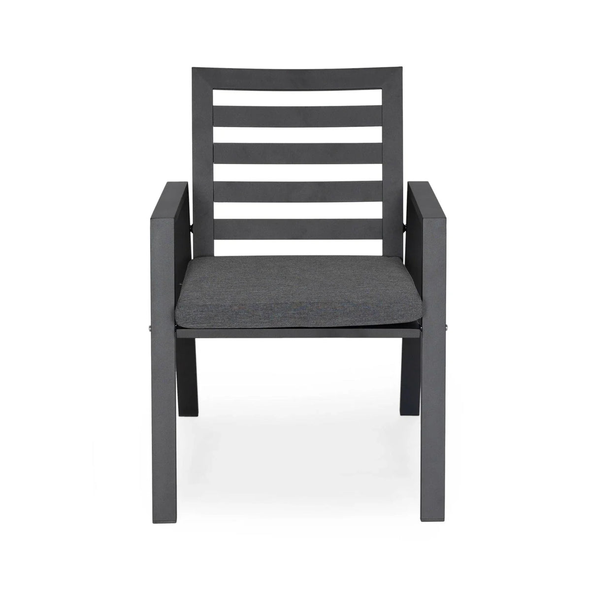 Chelsea 7-Piece Modern Outdoor Dining Set in Black Aluminum with Removable Cushions - Elax Furniture