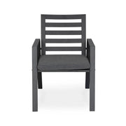 Chelsea 7-Piece Modern Outdoor Dining Set in Black Aluminum with Removable Cushions - Elax Furniture