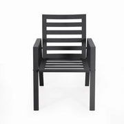 Chelsea 7-Piece Modern Outdoor Dining Set in Black Aluminum with Removable Cushions - Elax Furniture
