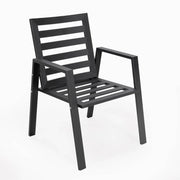 Chelsea 7-Piece Modern Outdoor Dining Set in Black Aluminum with Removable Cushions - Elax Furniture