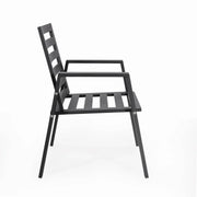 Chelsea 7-Piece Modern Outdoor Dining Set in Black Aluminum with Removable Cushions - Elax Furniture