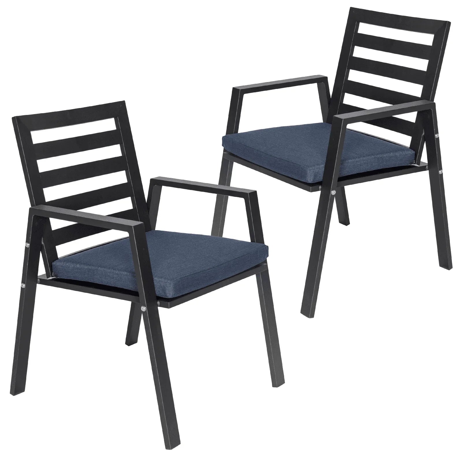 Chelsea Modern Patio Dining Armchair in Aluminum with Removable Cushions Set of 2 - Elax Furniture