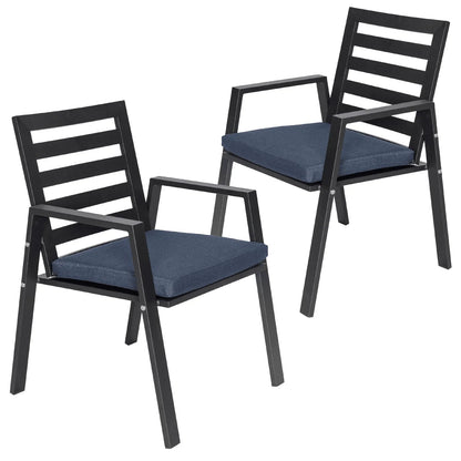Chelsea Modern Patio Dining Armchair in Aluminum with Removable Cushions Set of 2 - Elax Furniture