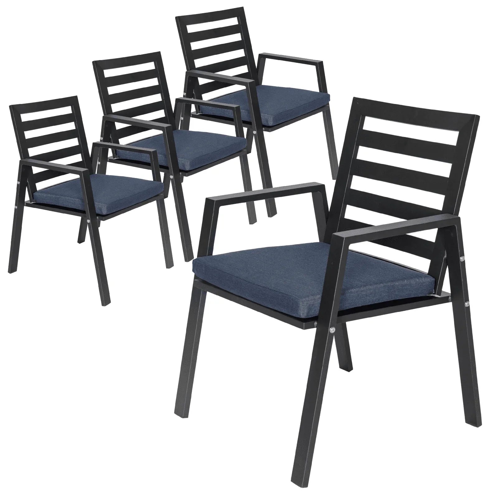 Chelsea Modern Patio Dining Armchair in Aluminum with Removable Cushions Set of 4 - Elax Furniture