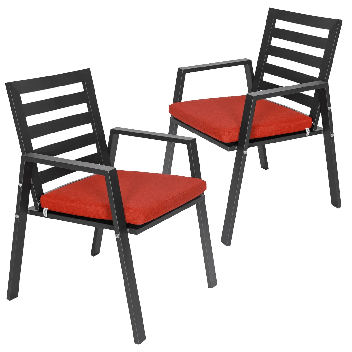 Chelsea Modern Patio Dining Armchair in Aluminum with Removable Cushions Set of 2 - Elax Furniture