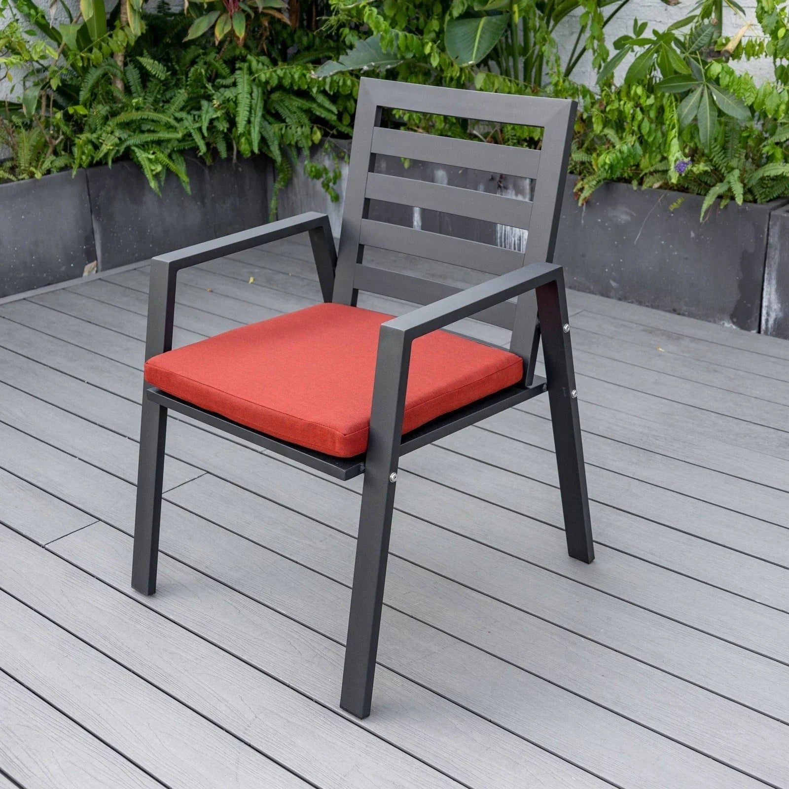 Chelsea Modern Aluminum Patio Dining Armchair with Removable Cushions - Elax Furniture
