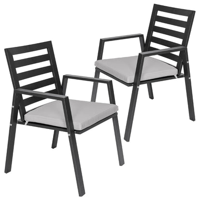 Chelsea Modern Patio Dining Armchair in Aluminum with Removable Cushions Set of 2 - Elax Furniture