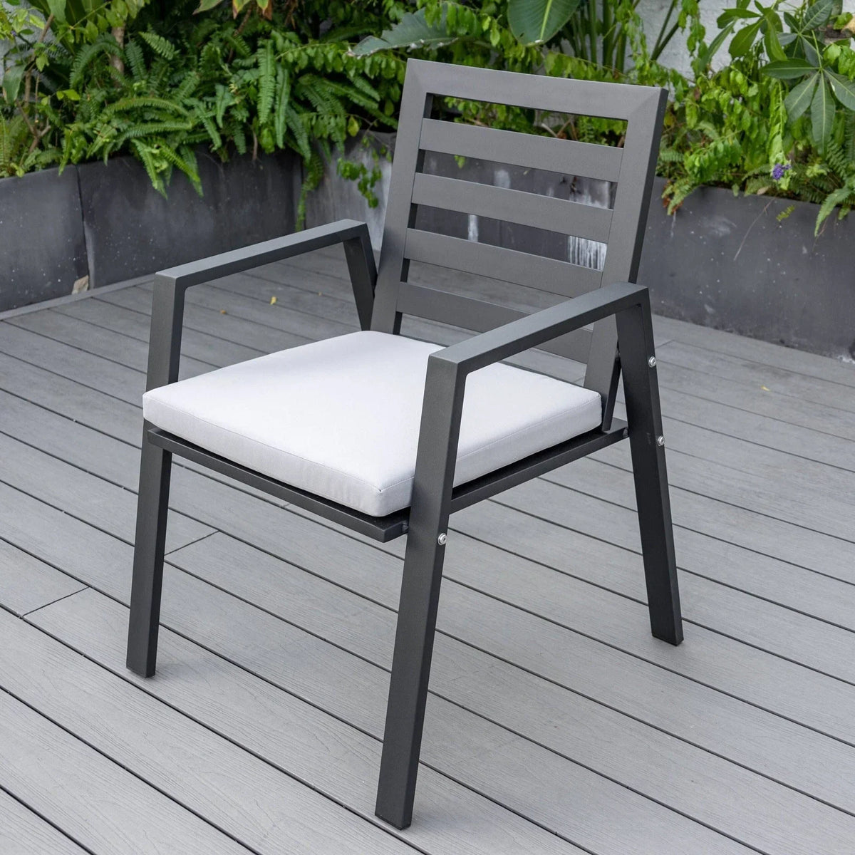 Chelsea Modern Aluminum Patio Dining Armchair with Removable Cushions - Elax Furniture