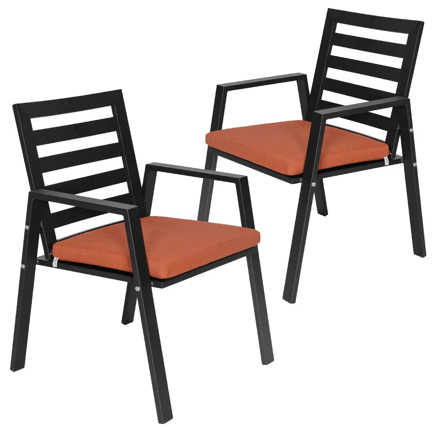 Chelsea Modern Patio Dining Armchair in Aluminum with Removable Cushions Set of 2 - Elax Furniture