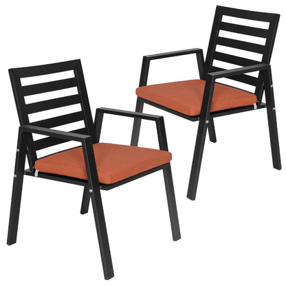 Chelsea Modern Patio Dining Armchair in Aluminum with Removable Cushions Set of 2 - Elax Furniture