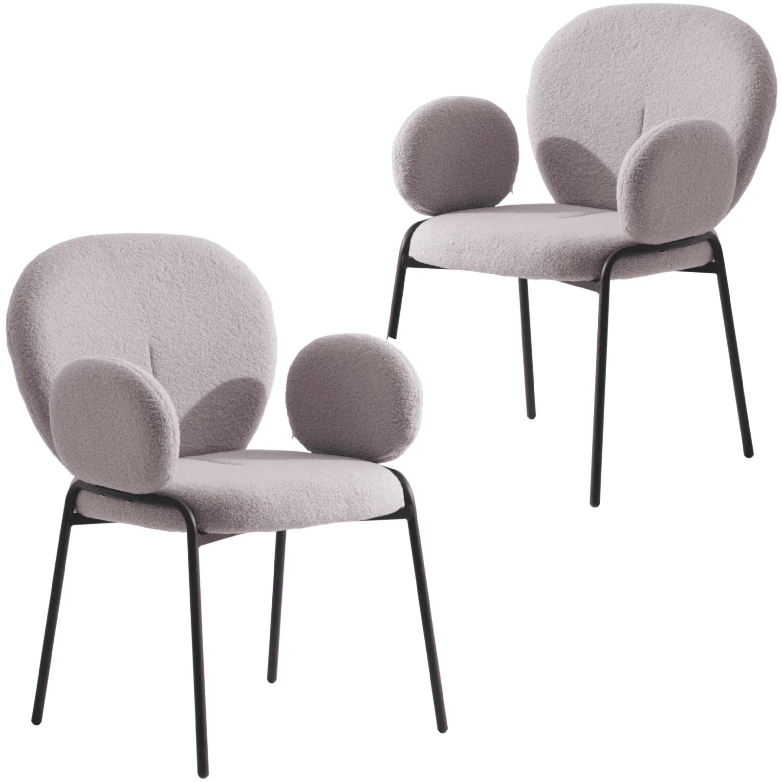 Celestial Boucle Dining Chair with Black Powder-Coated Iron Frame Set of 2 - Elax Furniture