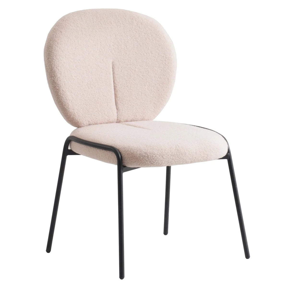 Celestial Modern Boucle Dining Side Chair with Black/White Powder Coated Iron Frame - Elax Furniture