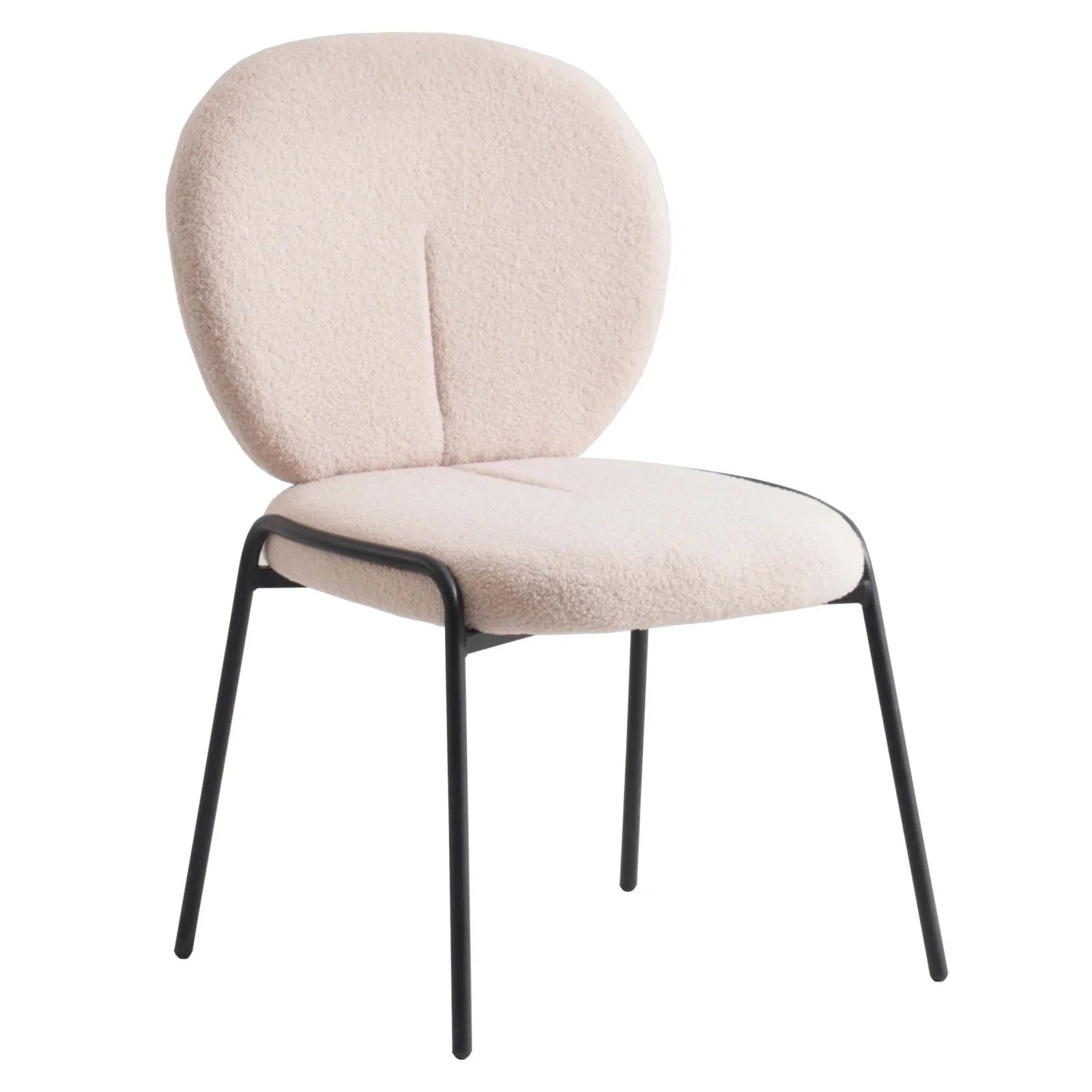 Celestial Modern Boucle Dining Side Chair with Black/White Powder Coated Iron Frame - Elax Furniture