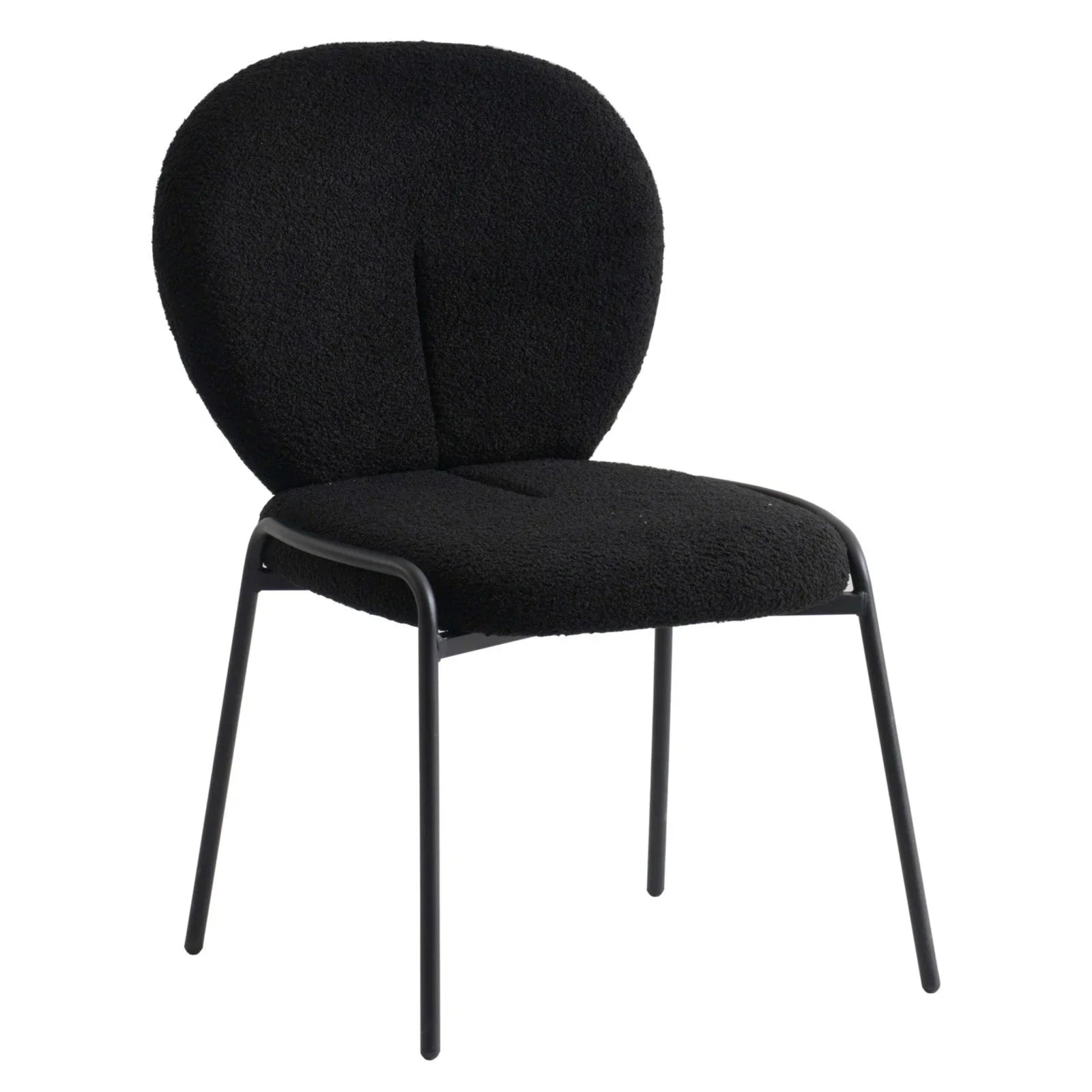 Celestial Modern Boucle Dining Side Chair with Black/White Powder Coated Iron Frame - Elax Furniture