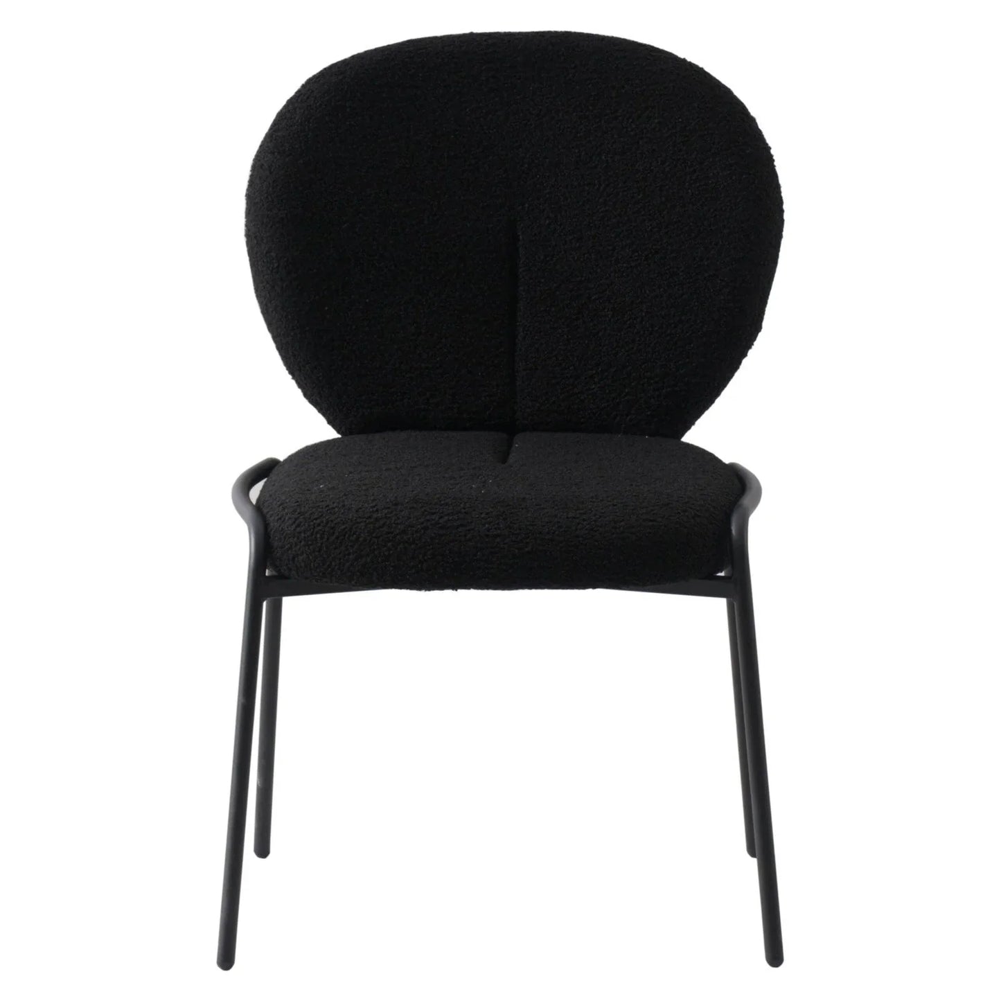 Celestial Modern Boucle Dining Side Chair with Black/White Powder Coated Iron Frame - Elax Furniture