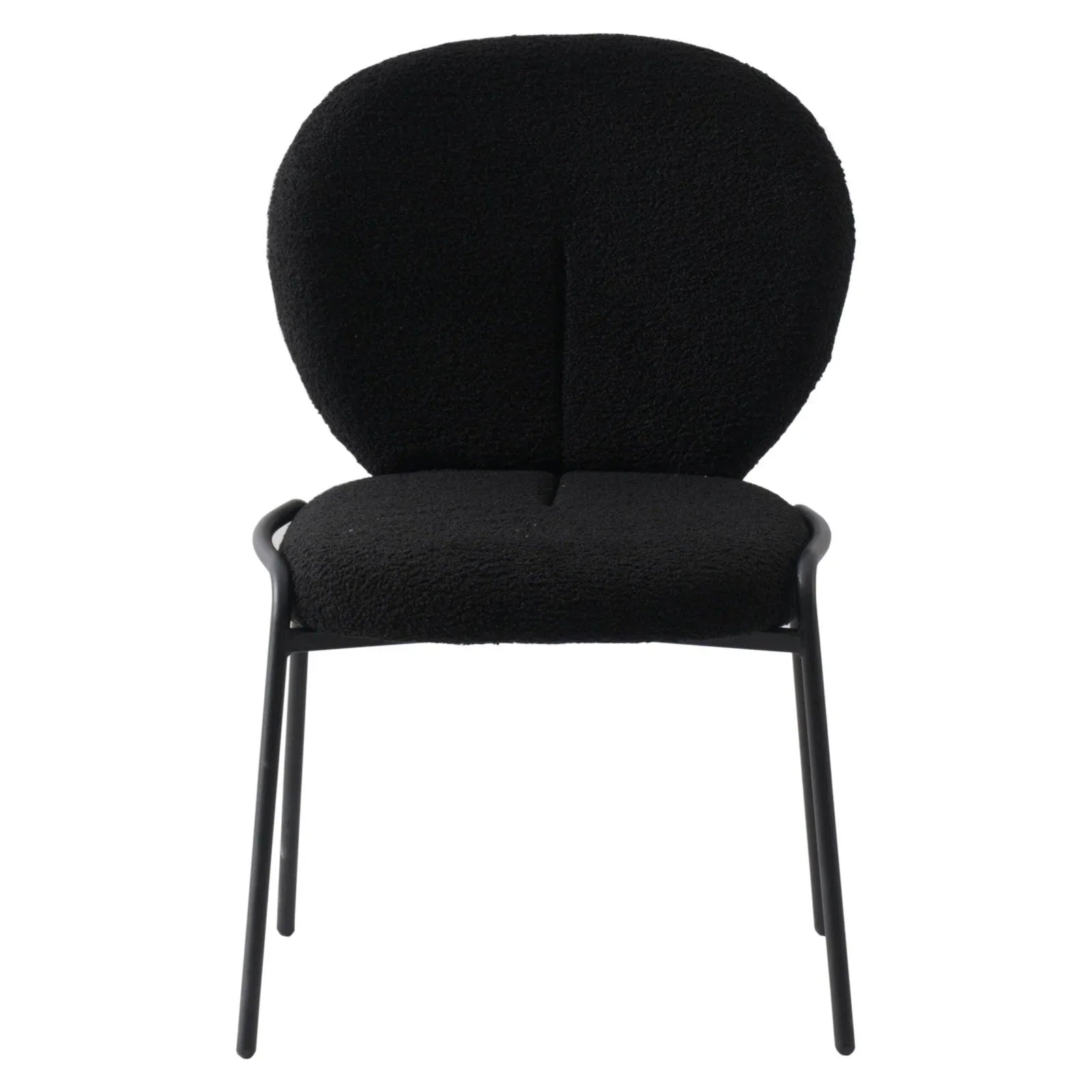 Celestial Modern Boucle Dining Side Chair with Black/White Powder Coated Iron Frame - Elax Furniture