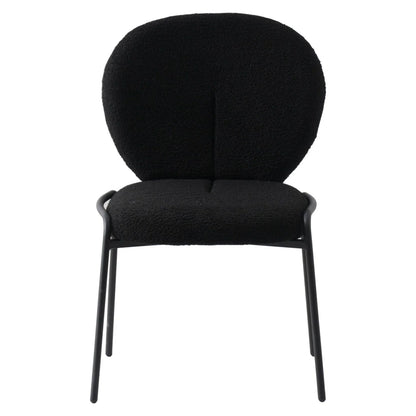 Celestial Modern Boucle Dining Side Chair with Black/White Powder Coated Iron Frame - Elax Furniture