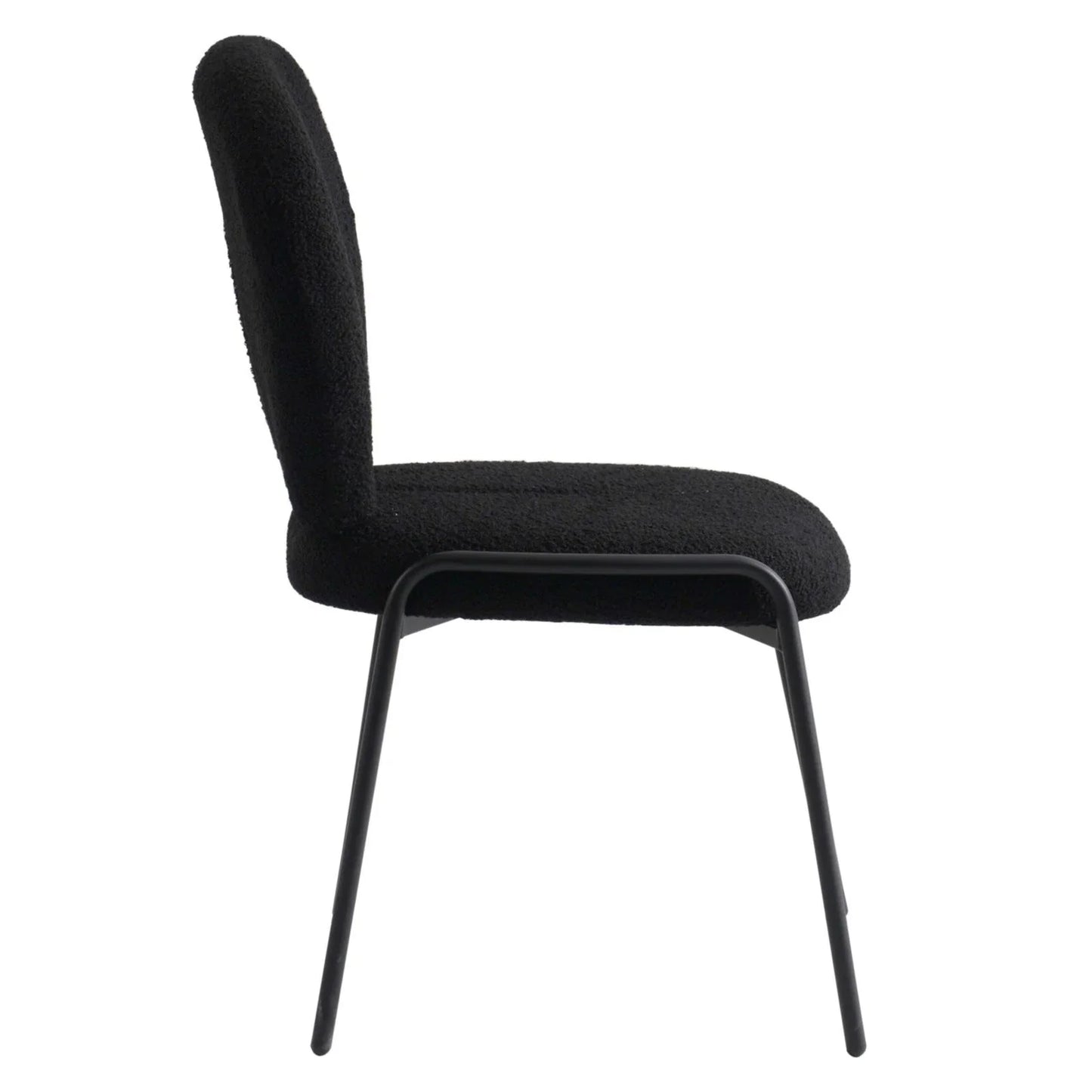 Celestial Modern Boucle Dining Side Chair with Black/White Powder Coated Iron Frame - Elax Furniture