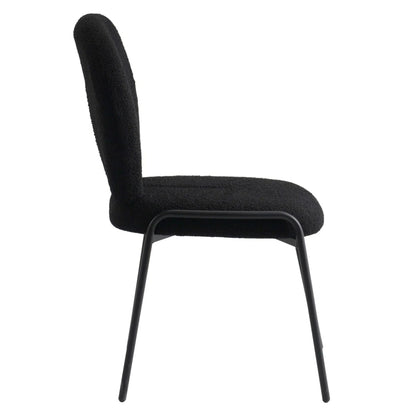 Celestial Modern Boucle Dining Side Chair with Black/White Powder Coated Iron Frame - Elax Furniture