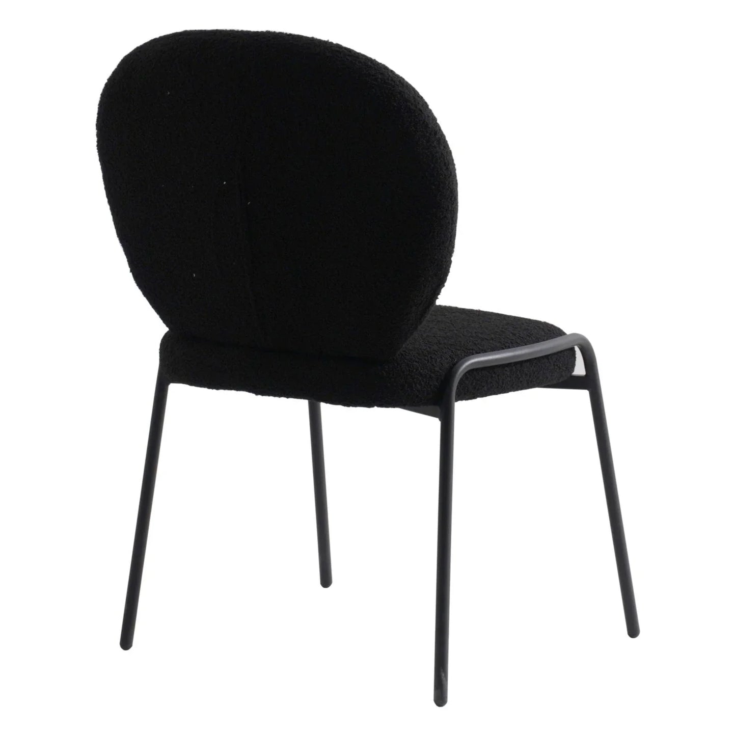 Celestial Modern Boucle Dining Side Chair with Black/White Powder Coated Iron Frame - Elax Furniture
