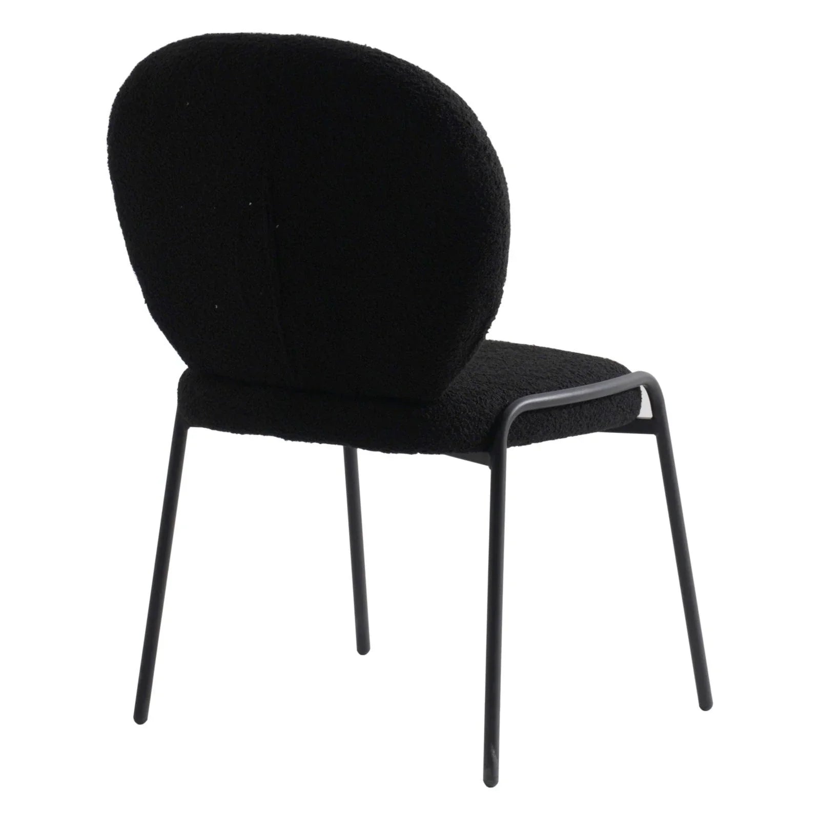 Celestial Modern Boucle Dining Side Chair with Black/White Powder Coated Iron Frame - Elax Furniture