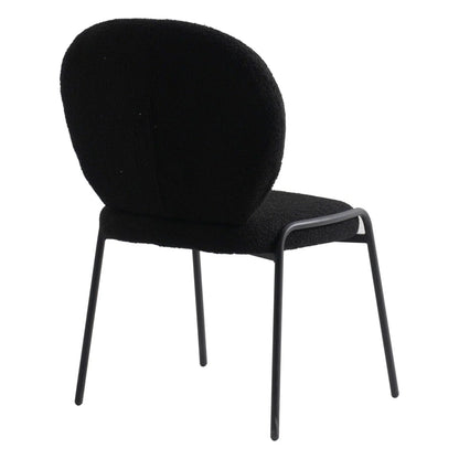 Celestial Modern Boucle Dining Side Chair with Black/White Powder Coated Iron Frame - Elax Furniture